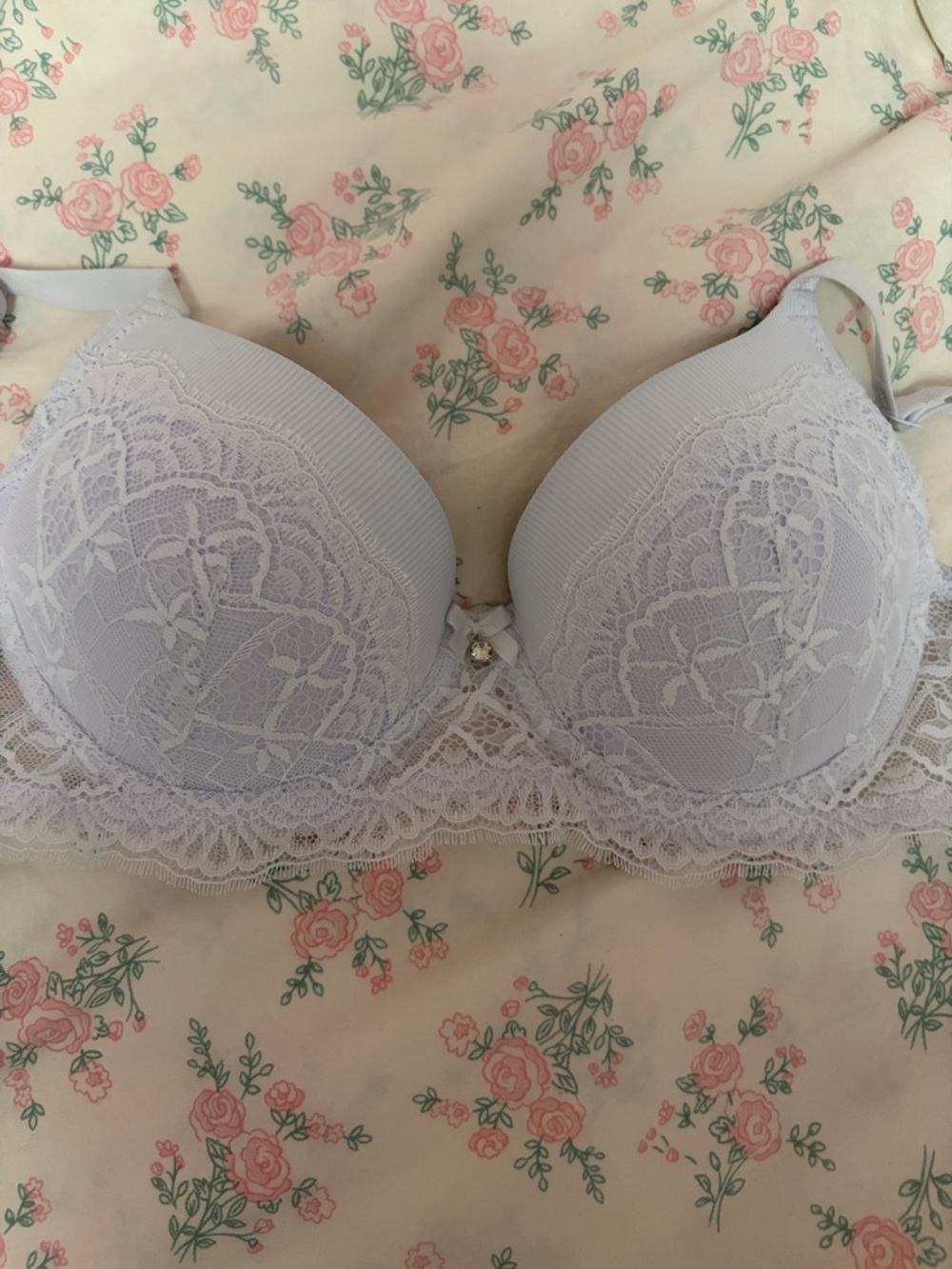 Lace Trim White Bra - Elegant Support 32B
